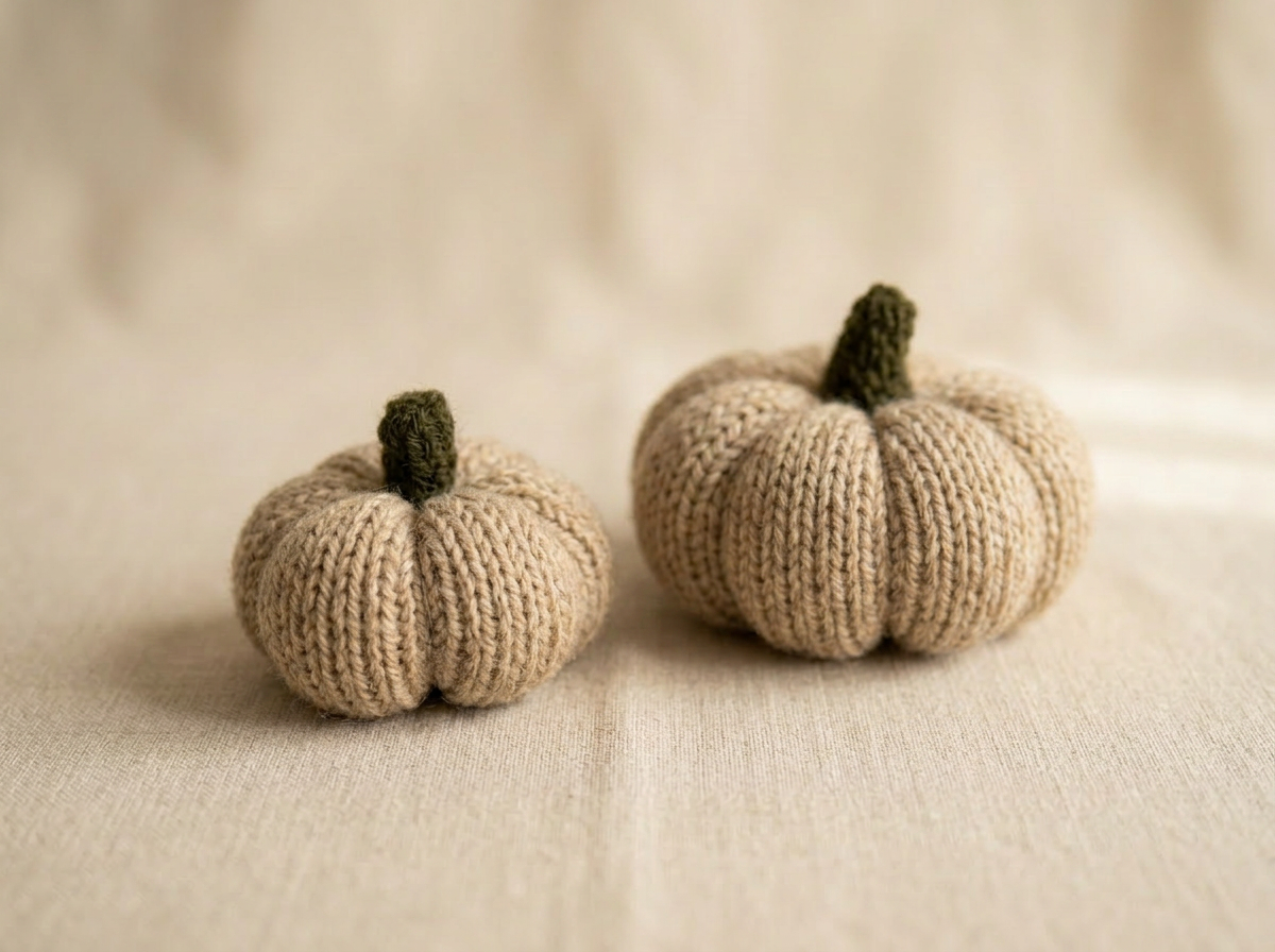 Strikket gresskar — Beige